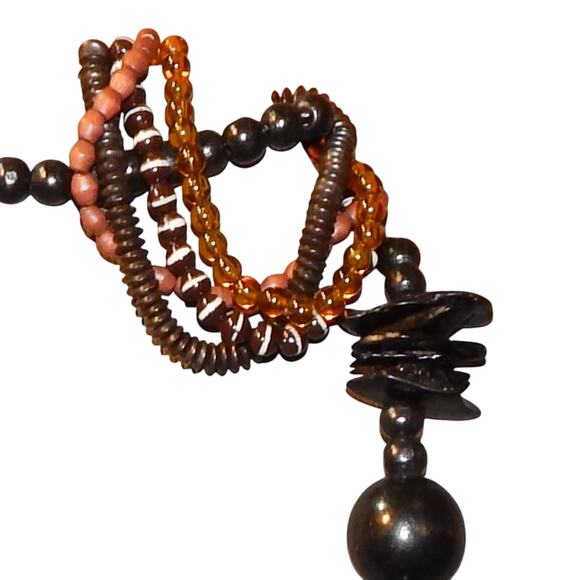 Vintage Tribal Wooden Seeds, Beads Necklace & Bracelet Jewelry Set - Picture 5 of 11